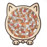 Cat-shaped wooden magnetic puzzle, 135 pieces – Challenging Irregular Jigsaw with Frame & Elegant Morandi Colors